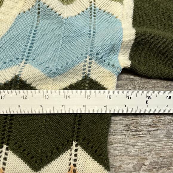 Vintage‎ 70s Whistle Stop Zig Zag Striped Womens M V-Neck Acrylic Knit Sweater - Picture 7 of 8
